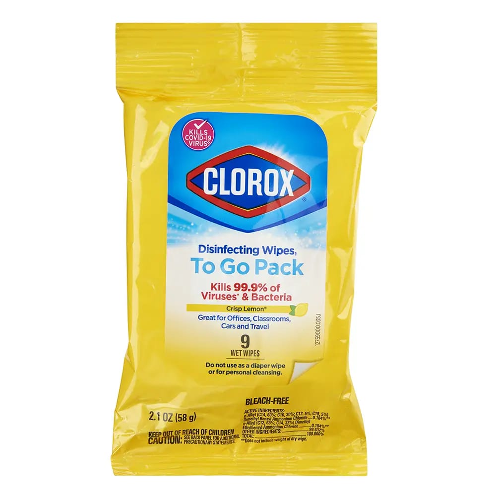 Clorox Crisp Lemon Disinfecting Wipes, 9 Count