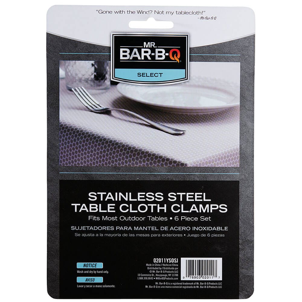 Mr. Bar-B-Q Select Stainless Steel Table Cloth Clamps, 6 Count