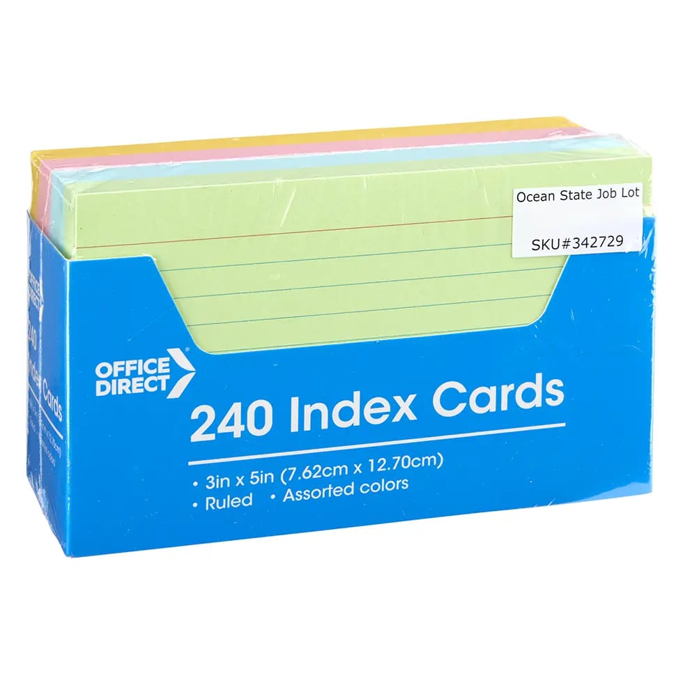Office Direct Index Cards, Assorted Colors, 240 ct, 3" x 5"