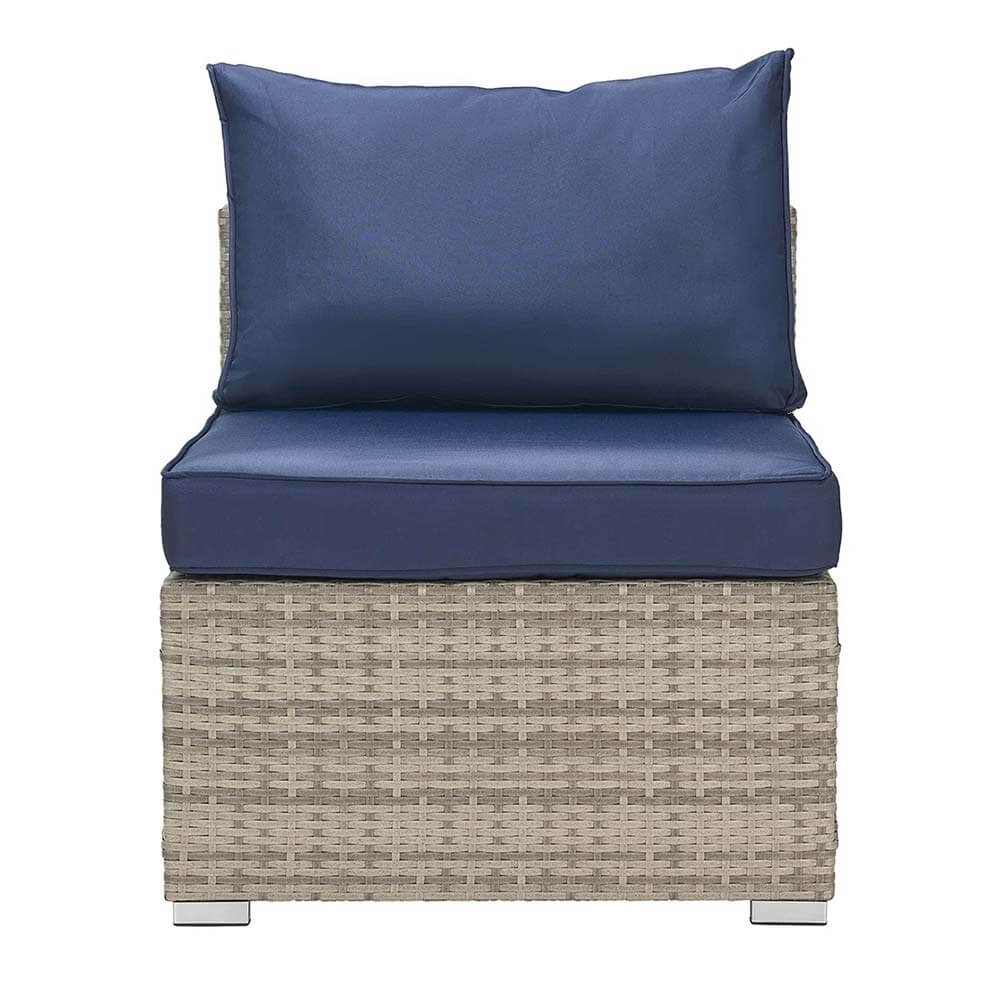 All-Weather 7-Piece Resin Wicker Patio Sectional, Navy/Gray