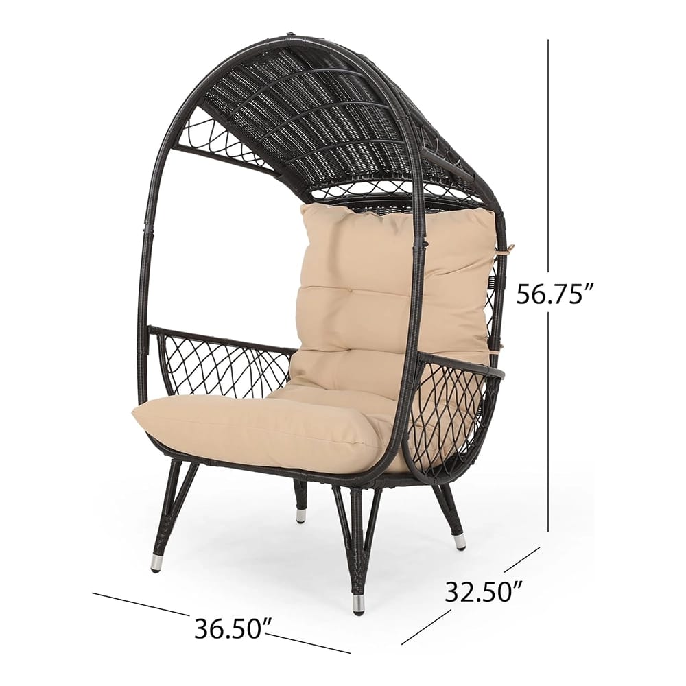 Outdoor Wicker Basket Chair with Cushions, Brown