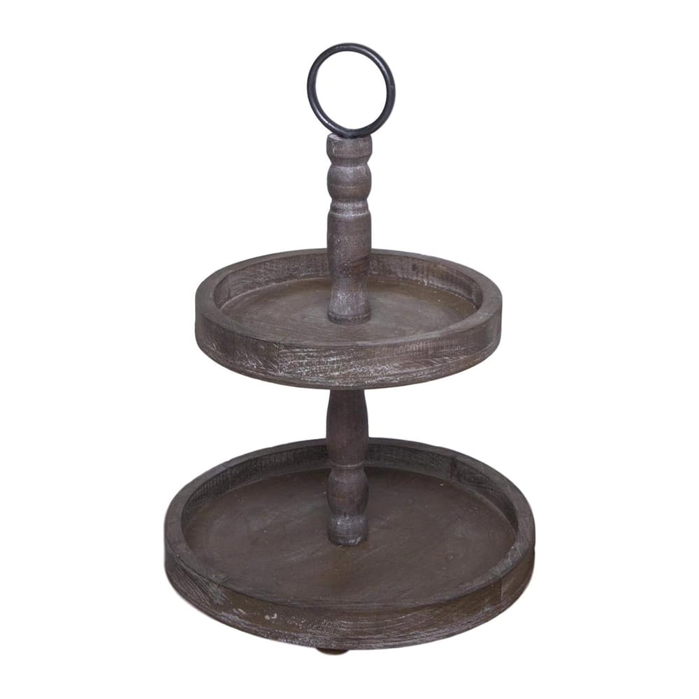 Hallops Adjustable Rustic 2 Tier Tray, Chocolate