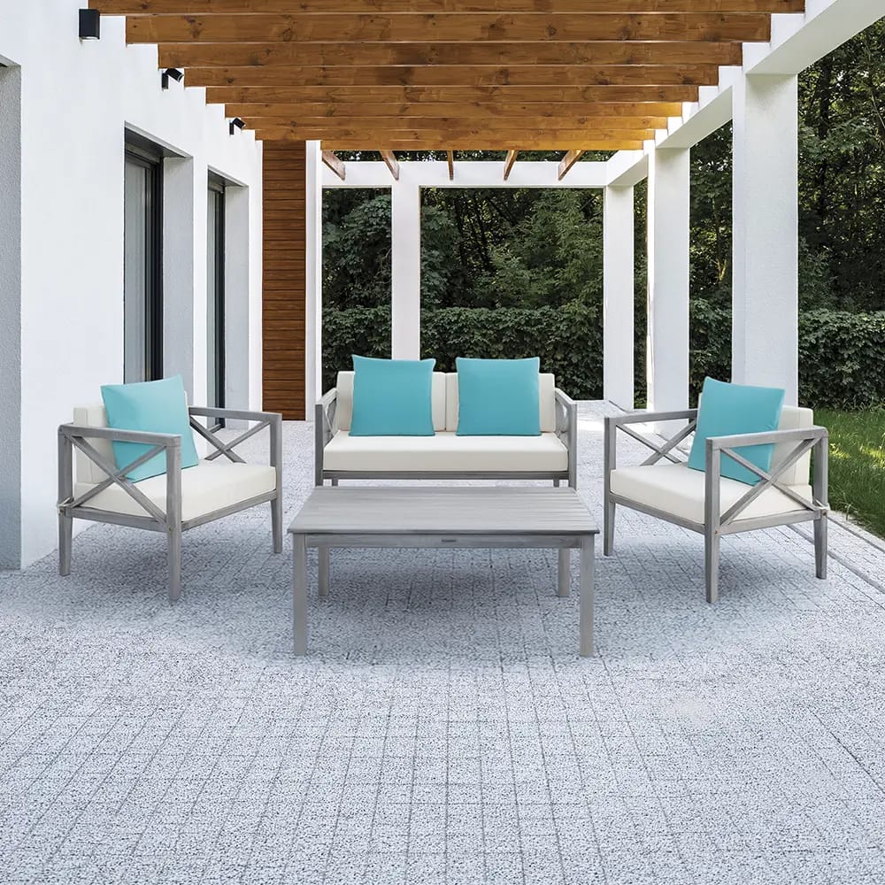 4-Piece Eucalyptus Wood Chair & Table Set