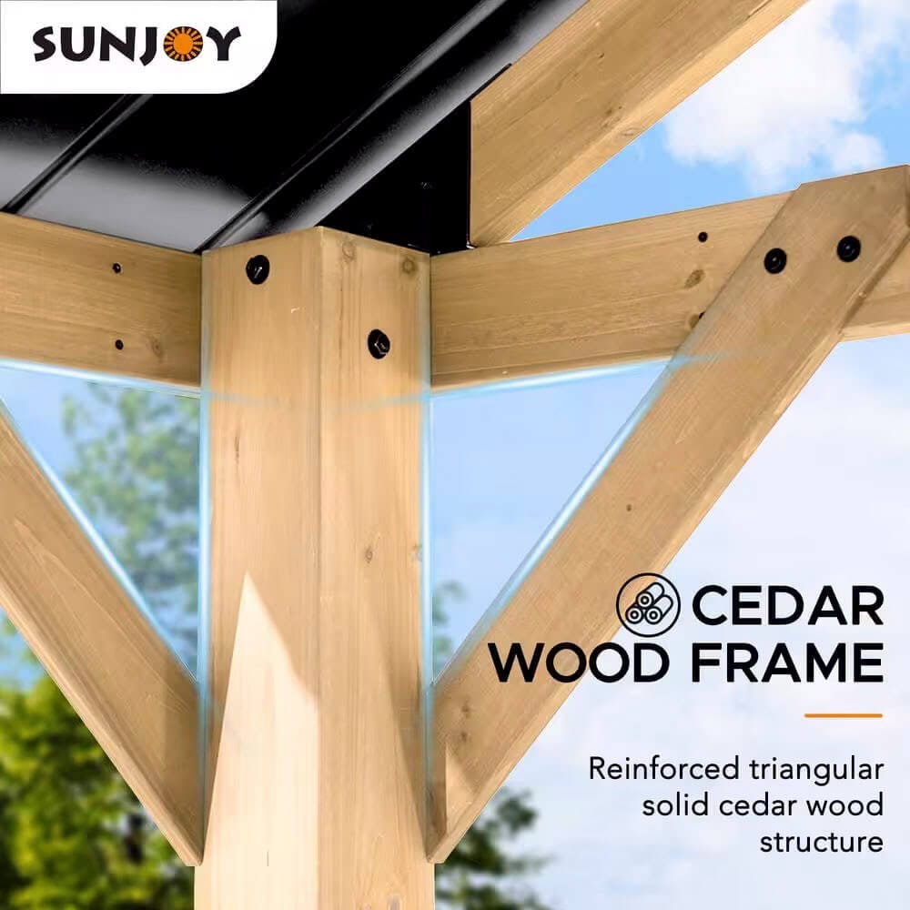 Brooke 11' x 13' Cedar Framed Gazebo with Steel Hardtop Gable Roof