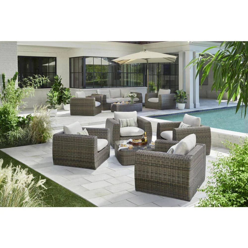 Home Decorators Collection Kings Ridge Stationary Metal Outdoor Lounge Chair, Gray