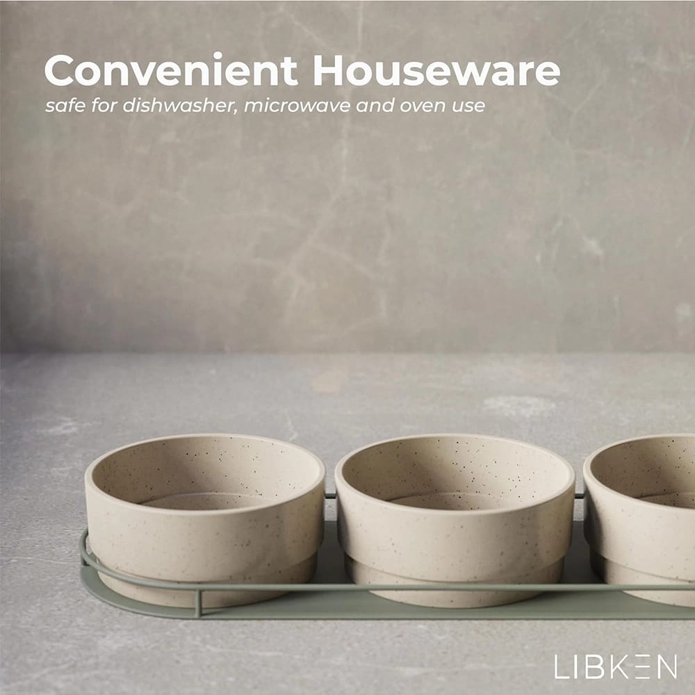 Libken Ceramic Dip Serving Tray, Green/Beige