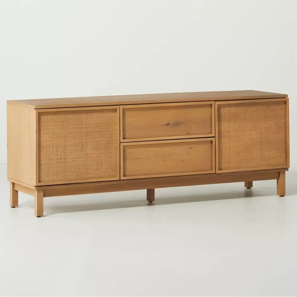 Hearth & Hand with Magnolia Wood & Cane Transitional Media Console, Natural
