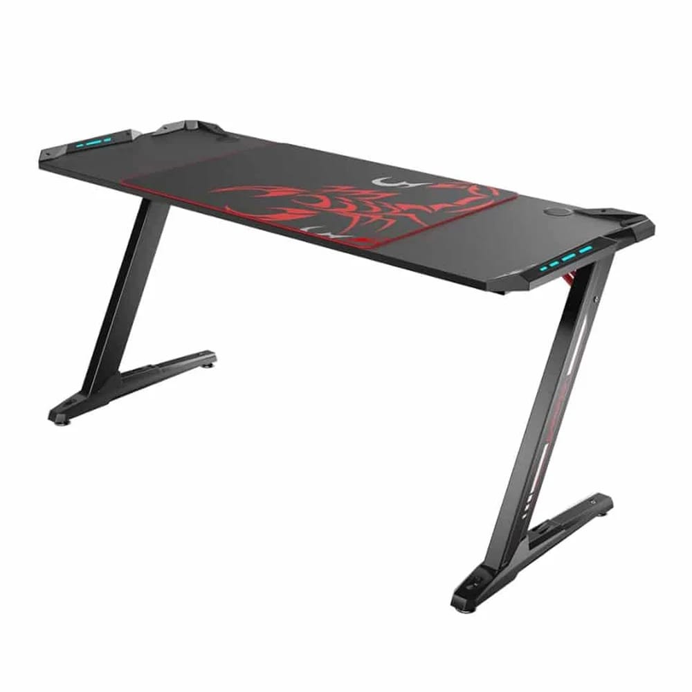 Eureka Ergonomic Gaming Desk with RGB Lights, Black