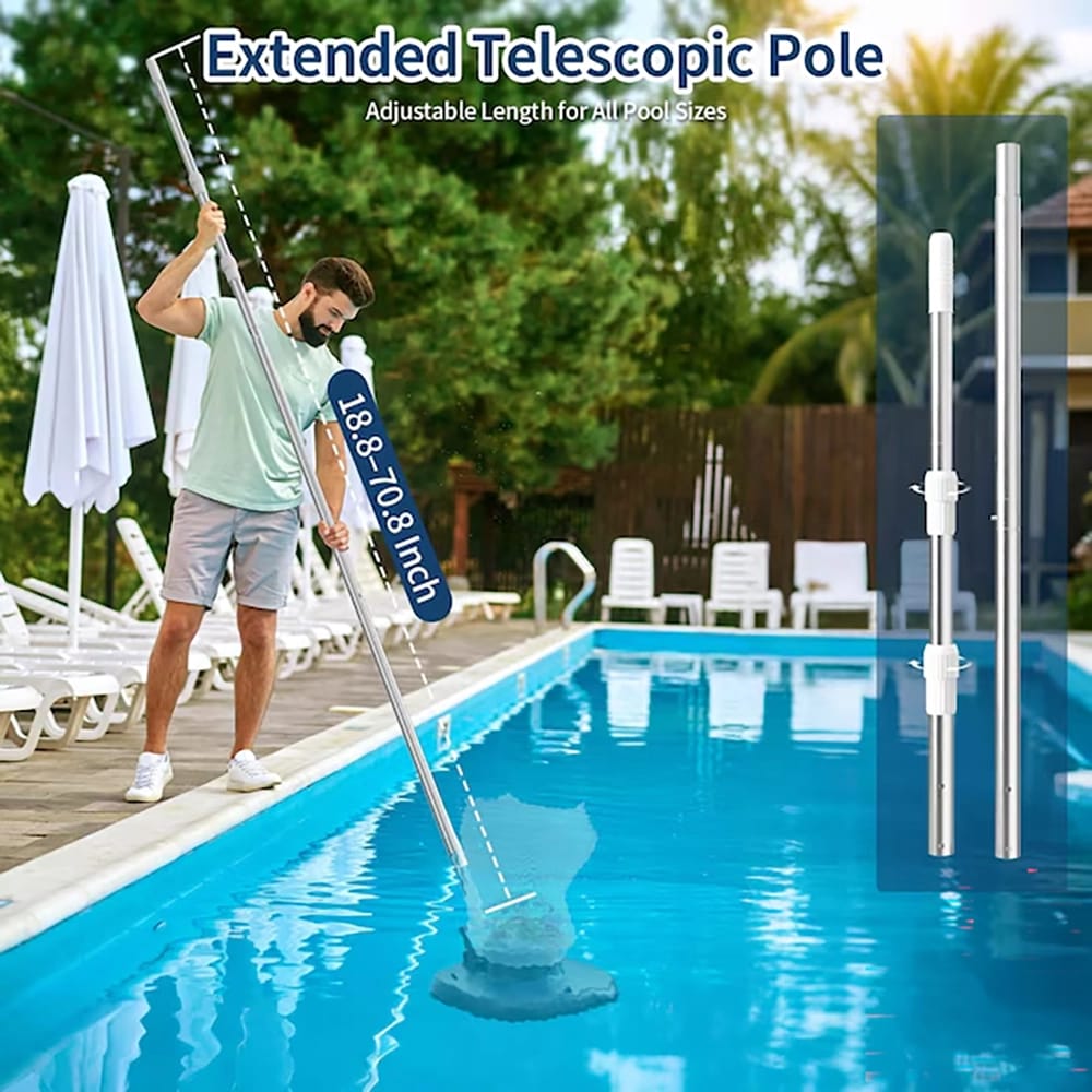 Yousky Cordless Pool Vacuum Cleaner with Telescopic Pole, Gray