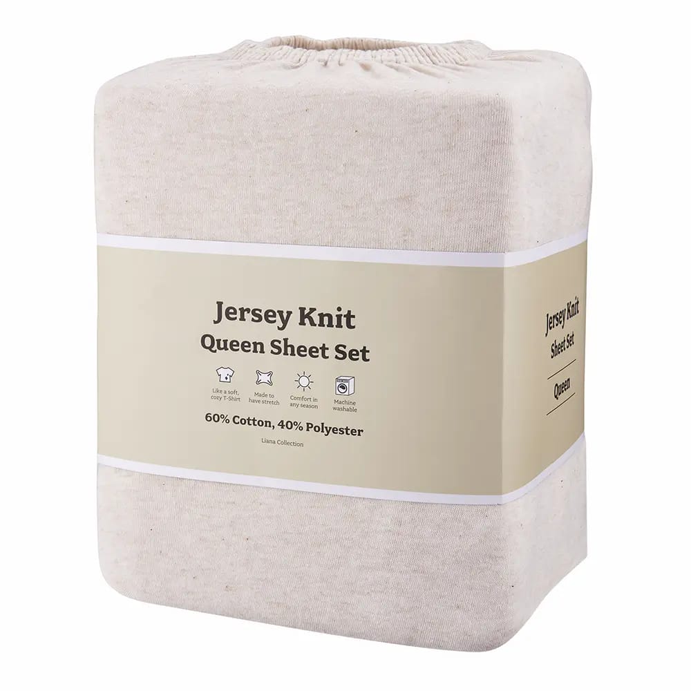 Jersey Knit Queen Sheet Set, 4 Piece