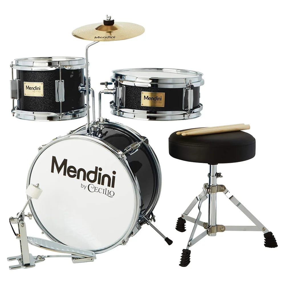 Mendini Kids 3-Piece Junior Drum Set, Black