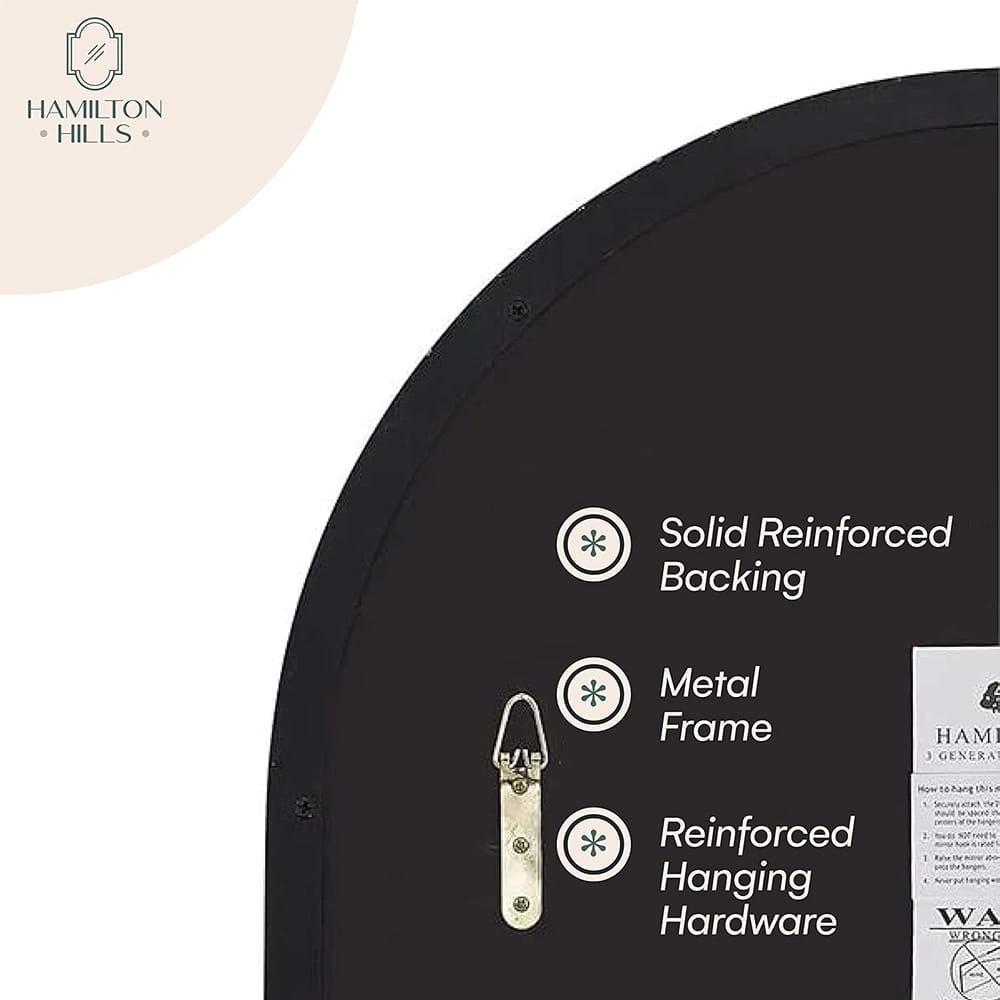 Hamilton Hills Contemporary Arched Mirror, Black
