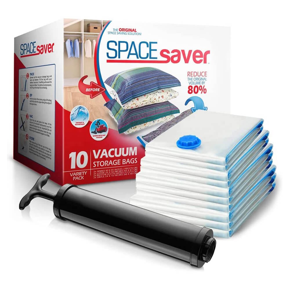 Spacesaver Premium Space Saver Vacuum Storage Bags Variety Pack, Small, Medium, Large, & Jumbo, 10-Pack