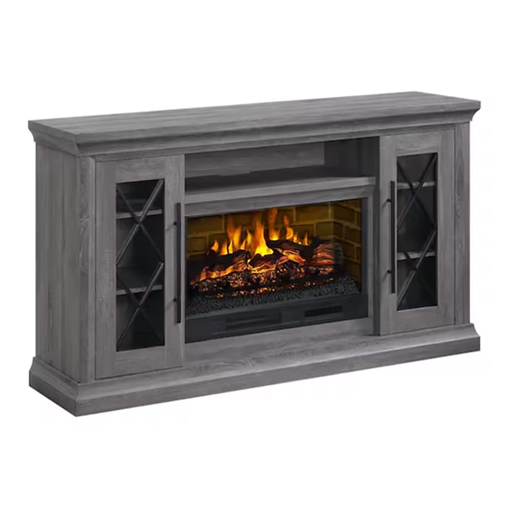 Whalen 65-Inch Freestanding Fireplace Console, Ash Gray