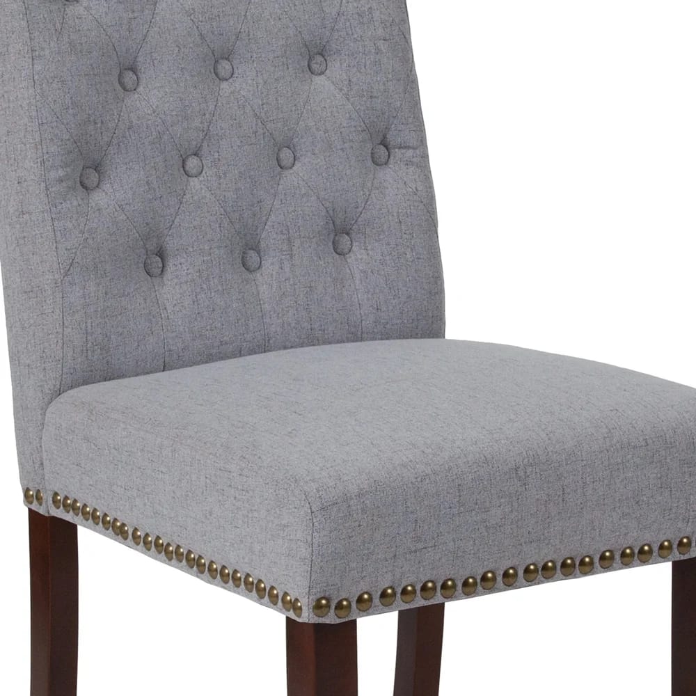 Flash Furniture Fabric Parsons Chair with Rolled Back, Accent Nail Trim, Set of 2 , Light Gray