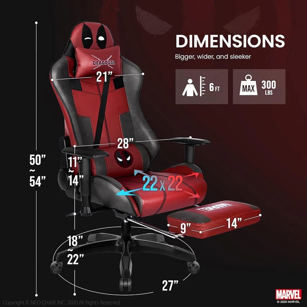 Neo Chair Marvel Avengers Gaming Chair with Foot Rest, Deadpool