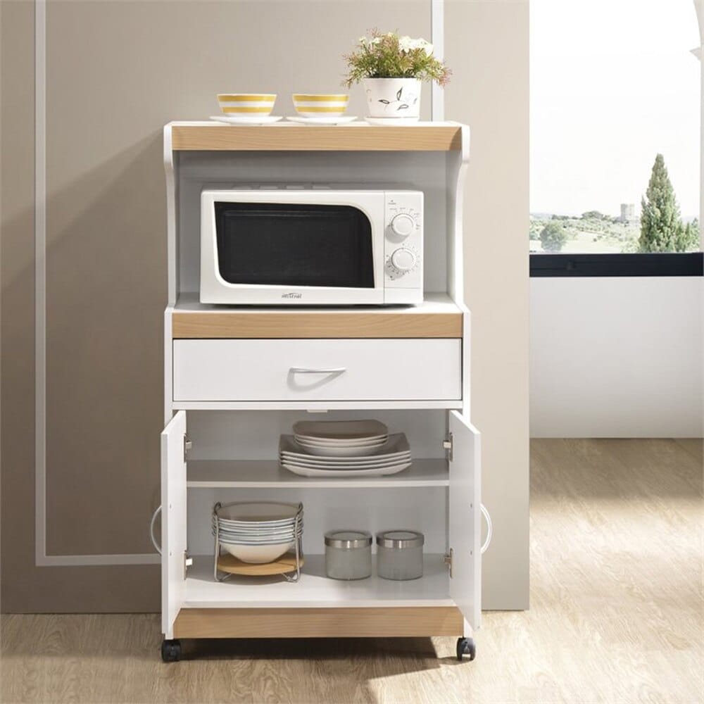 Hodedah Microwave Kitchen Cart
