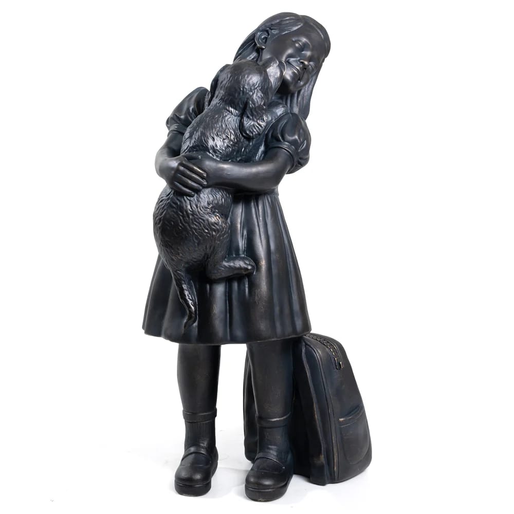 34" Girl with Puppy Garden Statue