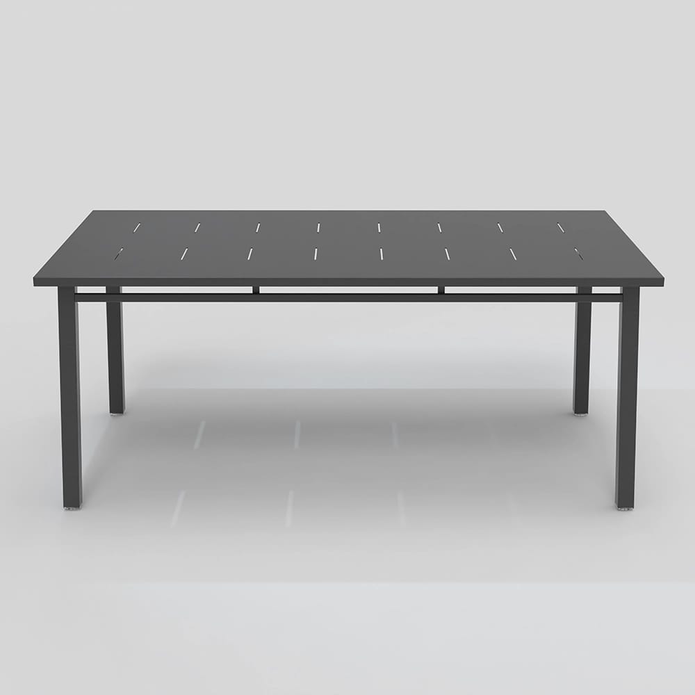 Maiori Aluminum Rectangular Long Patio Dining Table with Umbrella Hole, Charbon