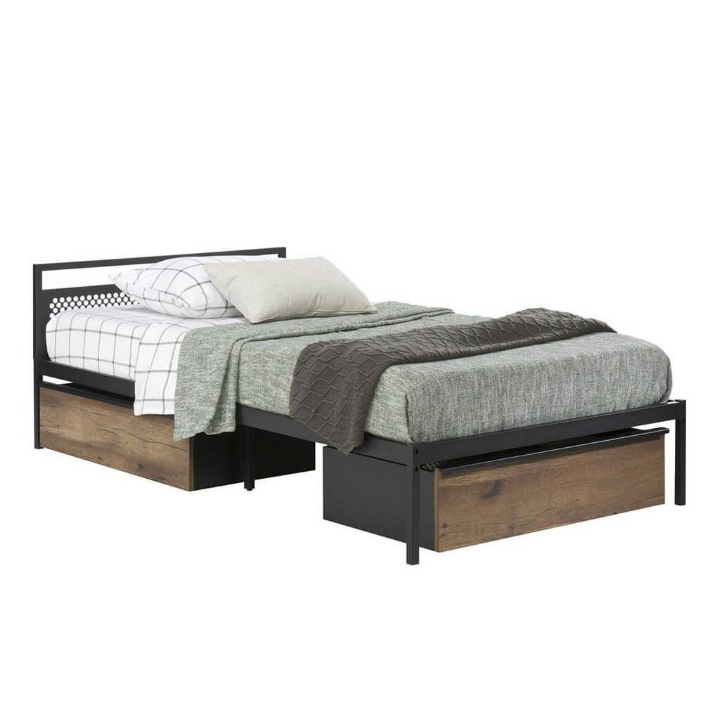 Sauder Boulevard Cafe Twin Mate's Bed with Drawers, Black/Vintage Oak