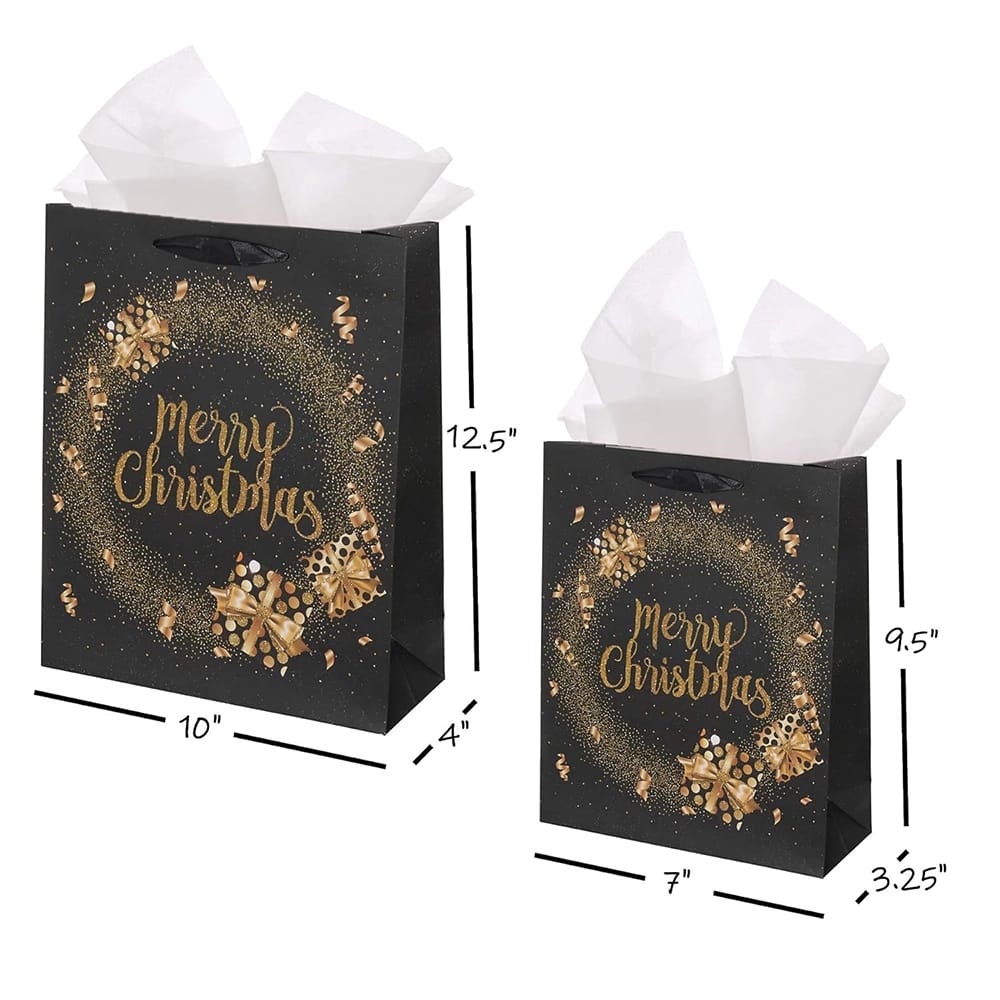Premium Elegant Christmas Bags, 12 Pack