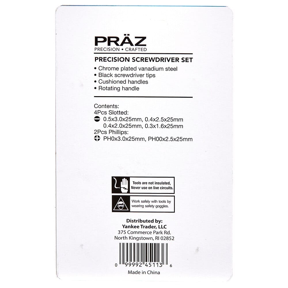 PRAZ Precision Screwdriver Set, 6-Piece