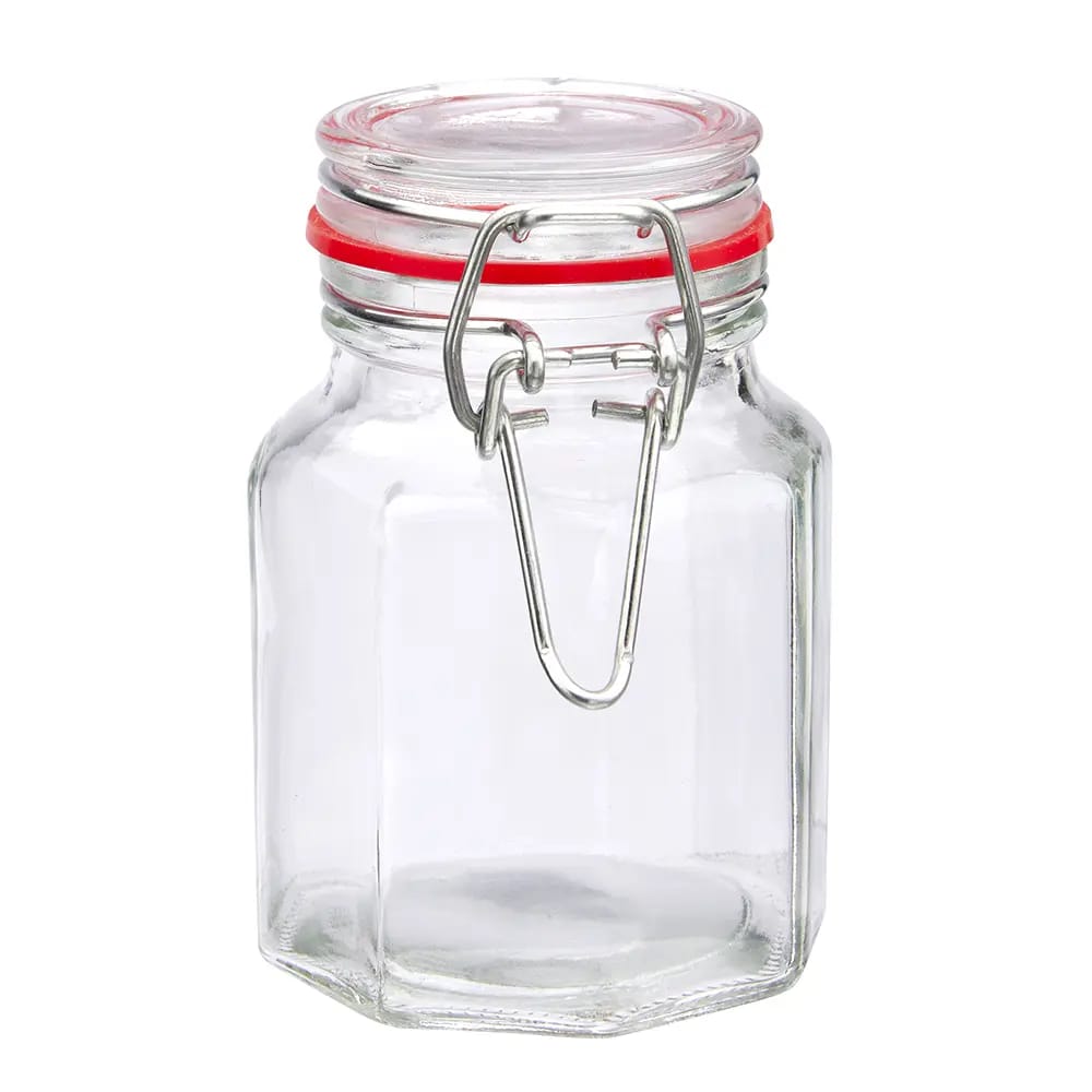 Spice Jar Glass 3oz, Octagon with Flip Top Lid