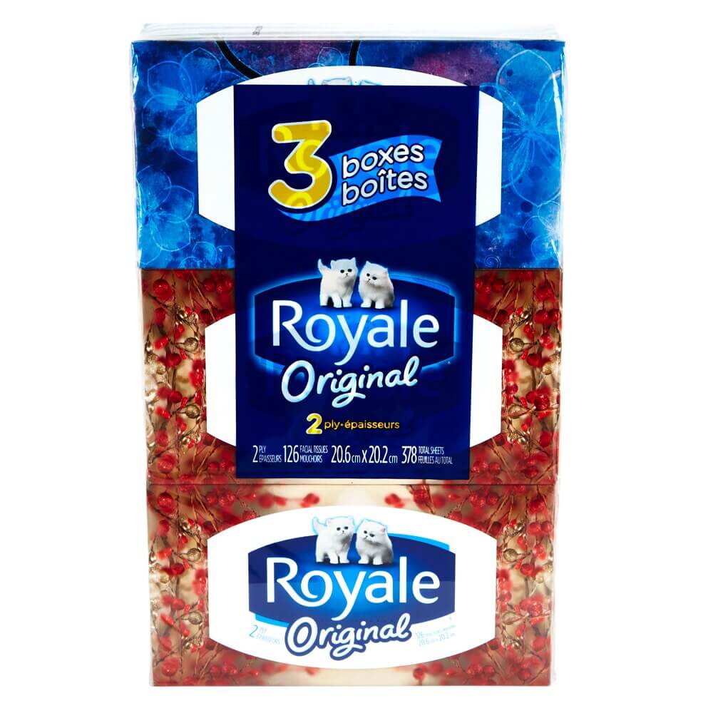 Royal Original 2-Ply Facial Tissues, 126 Sheets, 3-pack