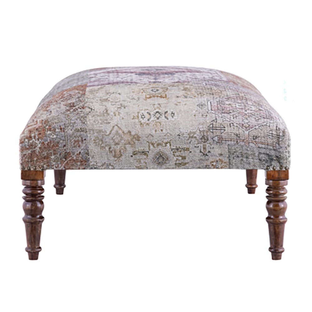 Albany Living Patterned Upholstered Bench, Ivory/Gray