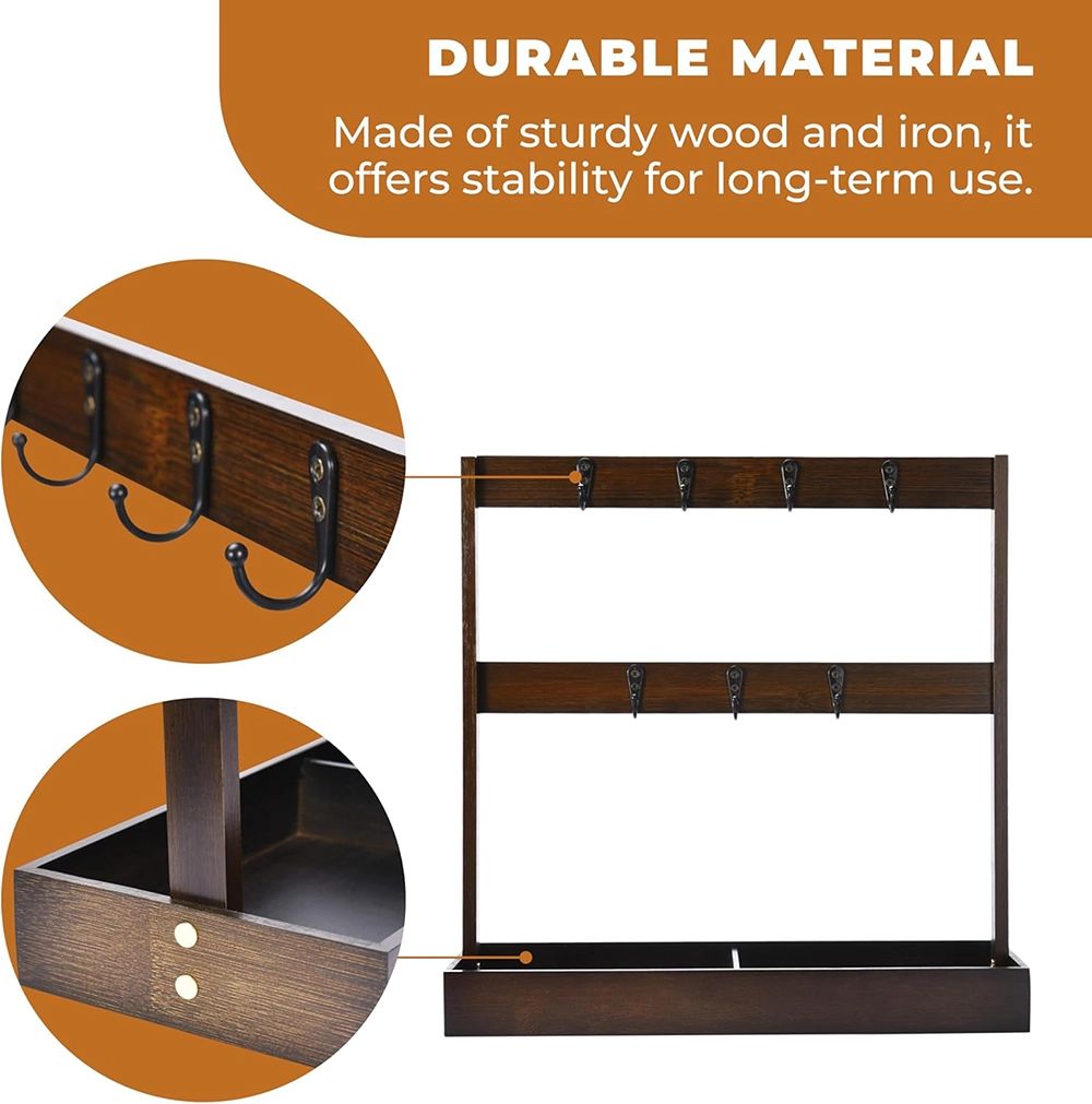 Countertop 7-Cup Mug Holder, Dark Brown