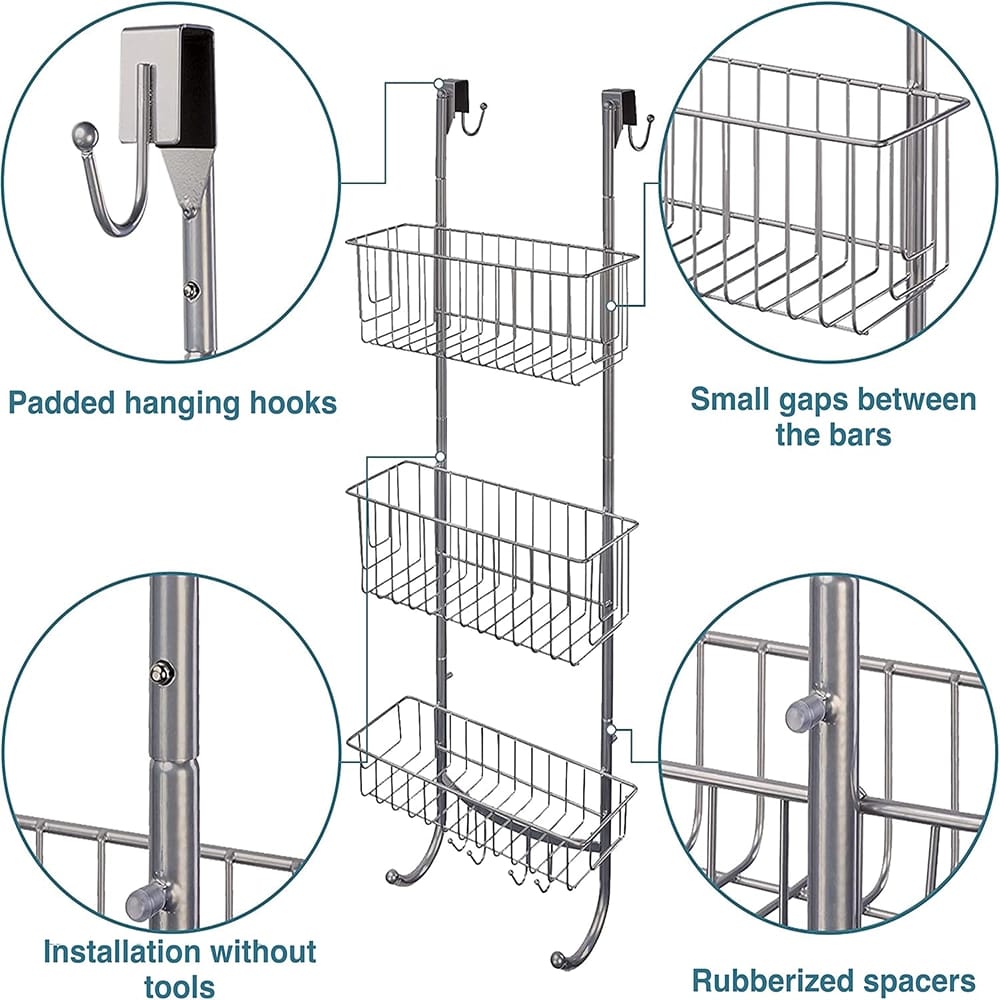 Smartpeas Hanging Shower Caddy, Gray/Chrome