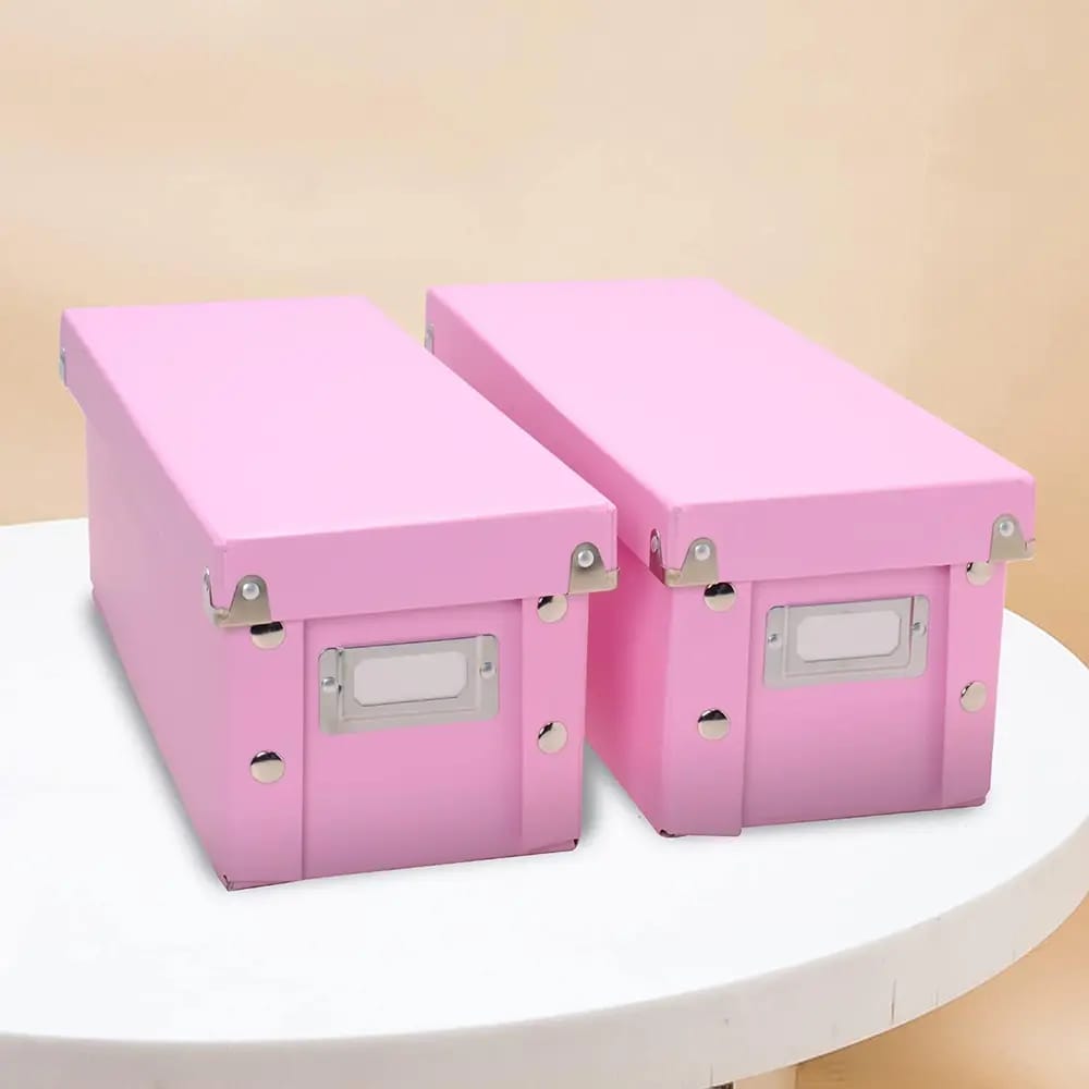 Snap-N-Store Medium Collapsible Storage Box, Pink/Rainbow, 2 Pack