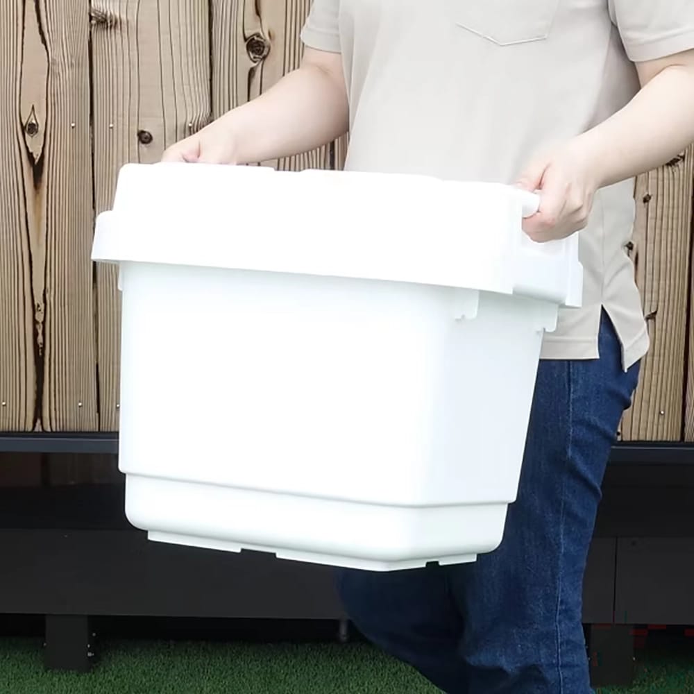 JEJ Astage 8.7 Gallon Heavy-Duty Sturdy Tote Box, White