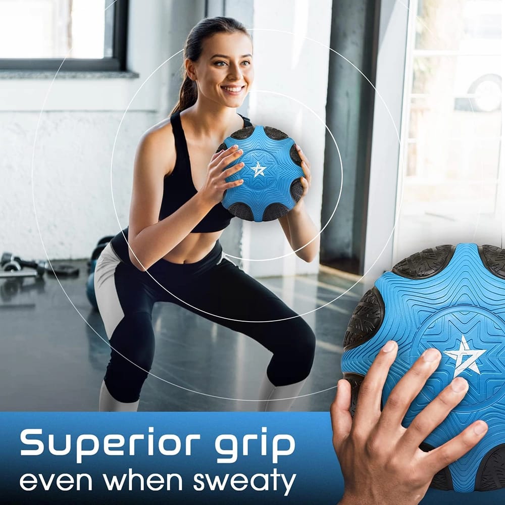 Yes4All Non-Slip Grip Rubber Medicine Ball, Blue, 12 lb