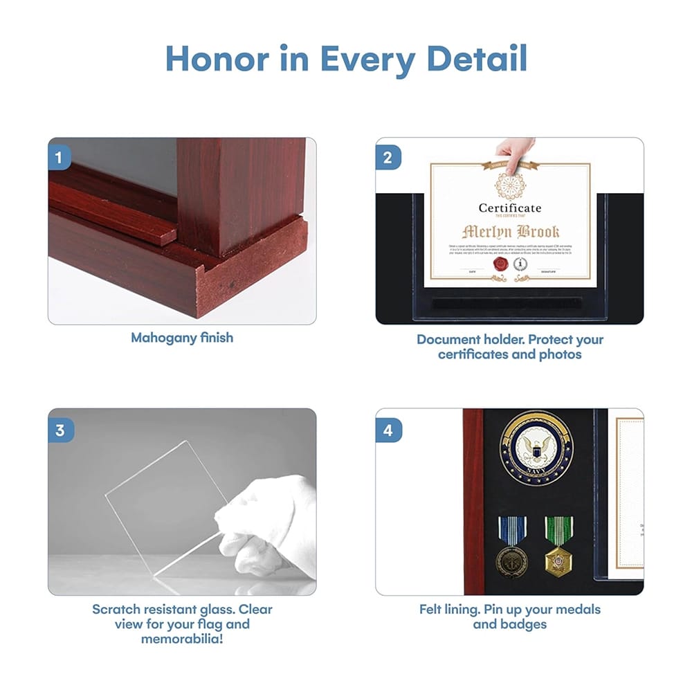 Winbold Large Flag Display Case, Mahogany