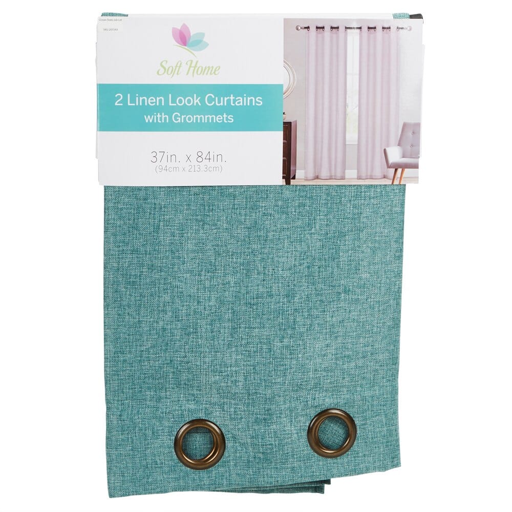 37" x 84" Faux Linen Panel Curtains, 2-Pack