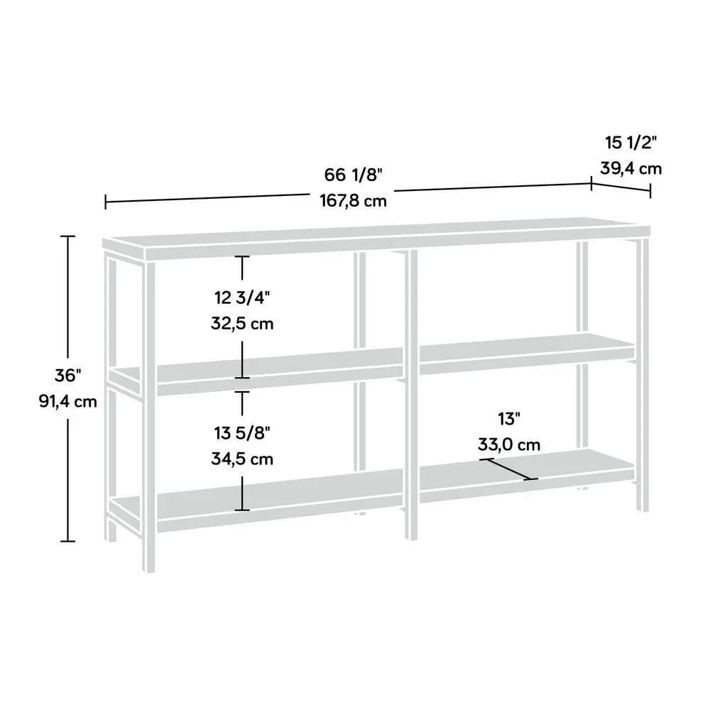 Sauder Manhattan Gate Console Table with Storage, Mystic Oak Finish