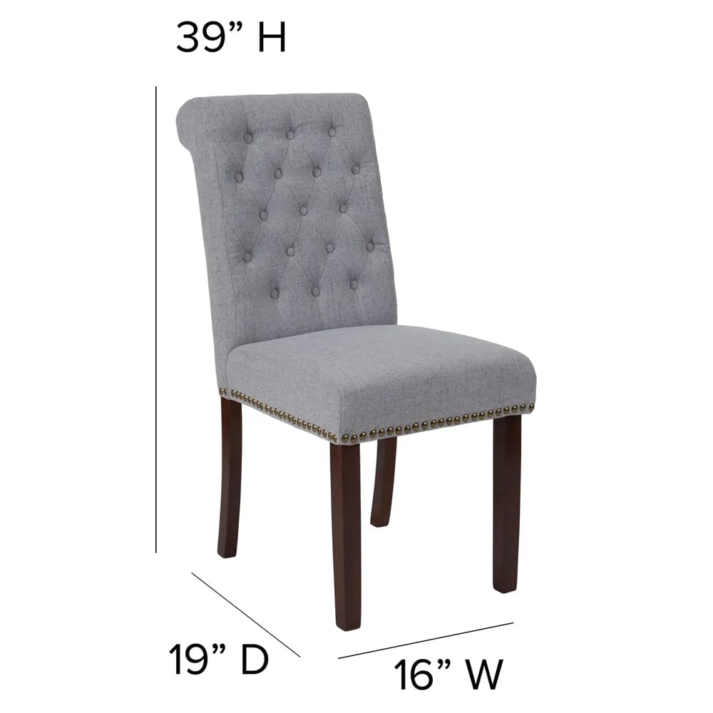 Flash Furniture Fabric Parsons Chair with Rolled Back, Accent Nail Trim, Set of 2 , Light Gray