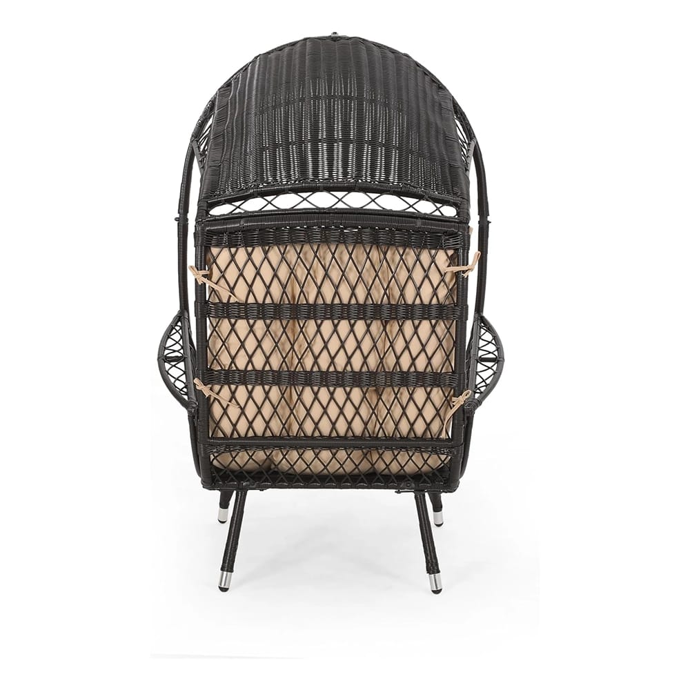 Outdoor Wicker Basket Chair with Cushions, Brown