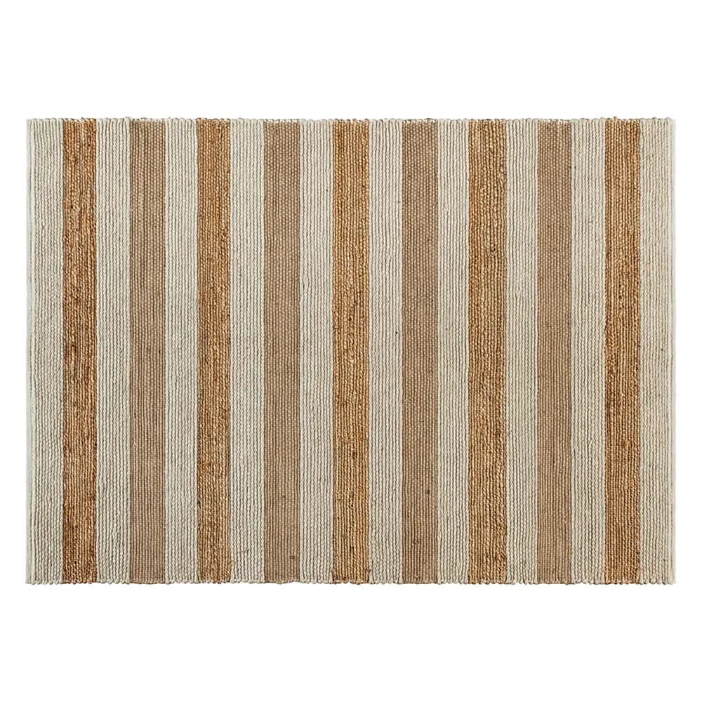 Handwoven Striped Jute Blend Area Rug, 5' x 7', Natural