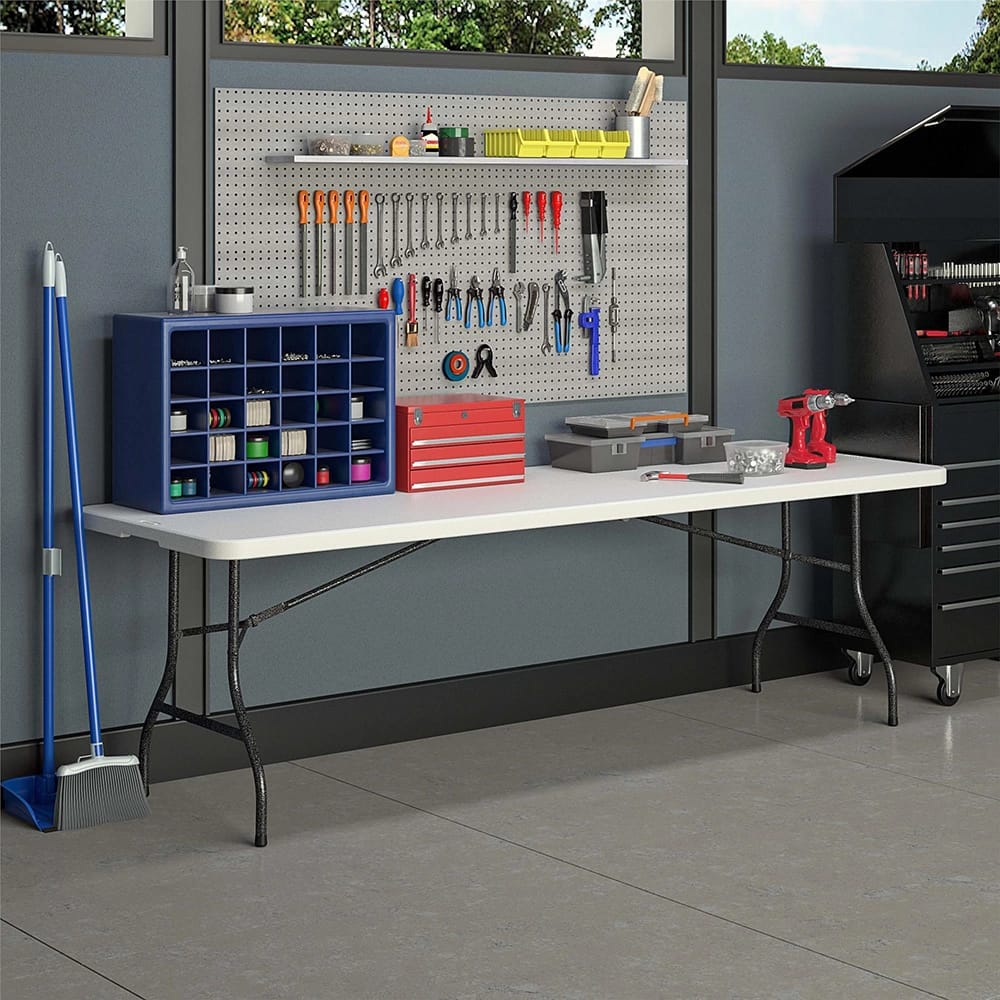 Cosco 8' Resin Straight Table, White