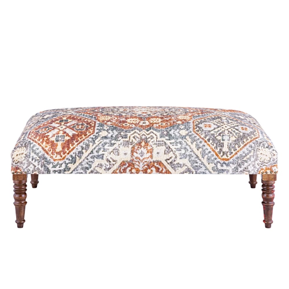 Albany Living Patterned Upholstered Bench, Ivory/Rust