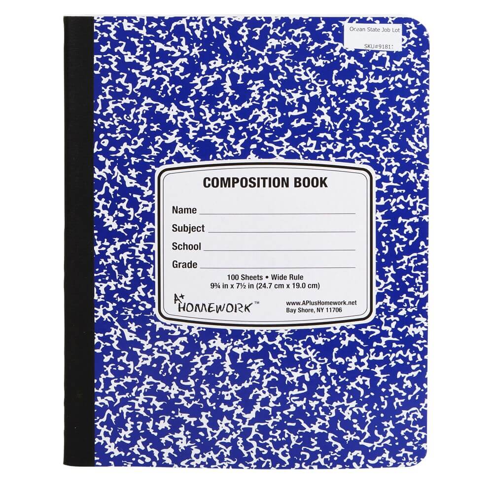 Marble Wide Ruled Composition Notebook, 100 Sheets