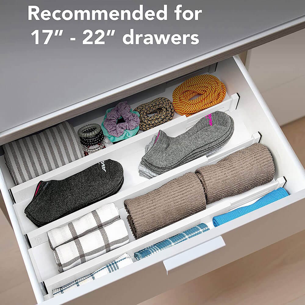 Homemaid Living 100% Bamboo Drawer Dividers, Set of 4, White