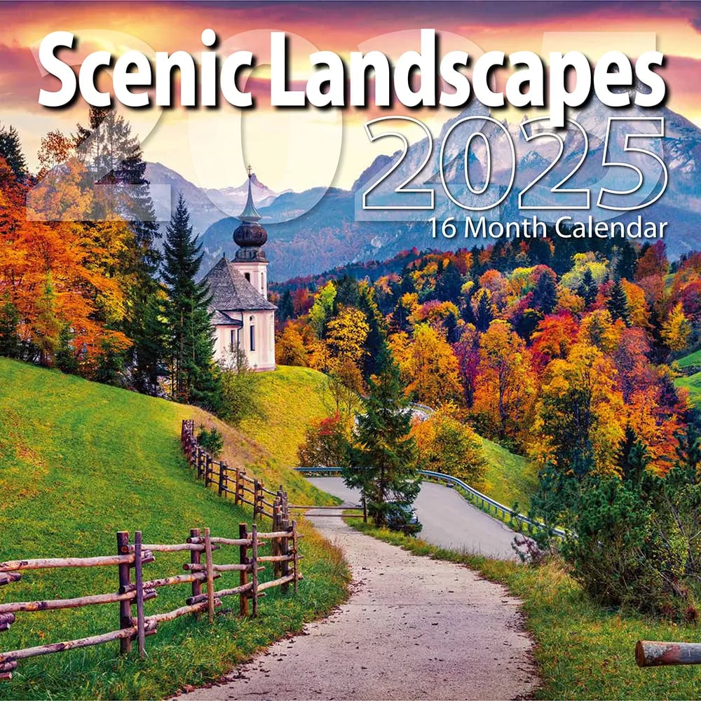 2025 Scenic Landscapes Themed 16 Month Wall Calendar, 12"