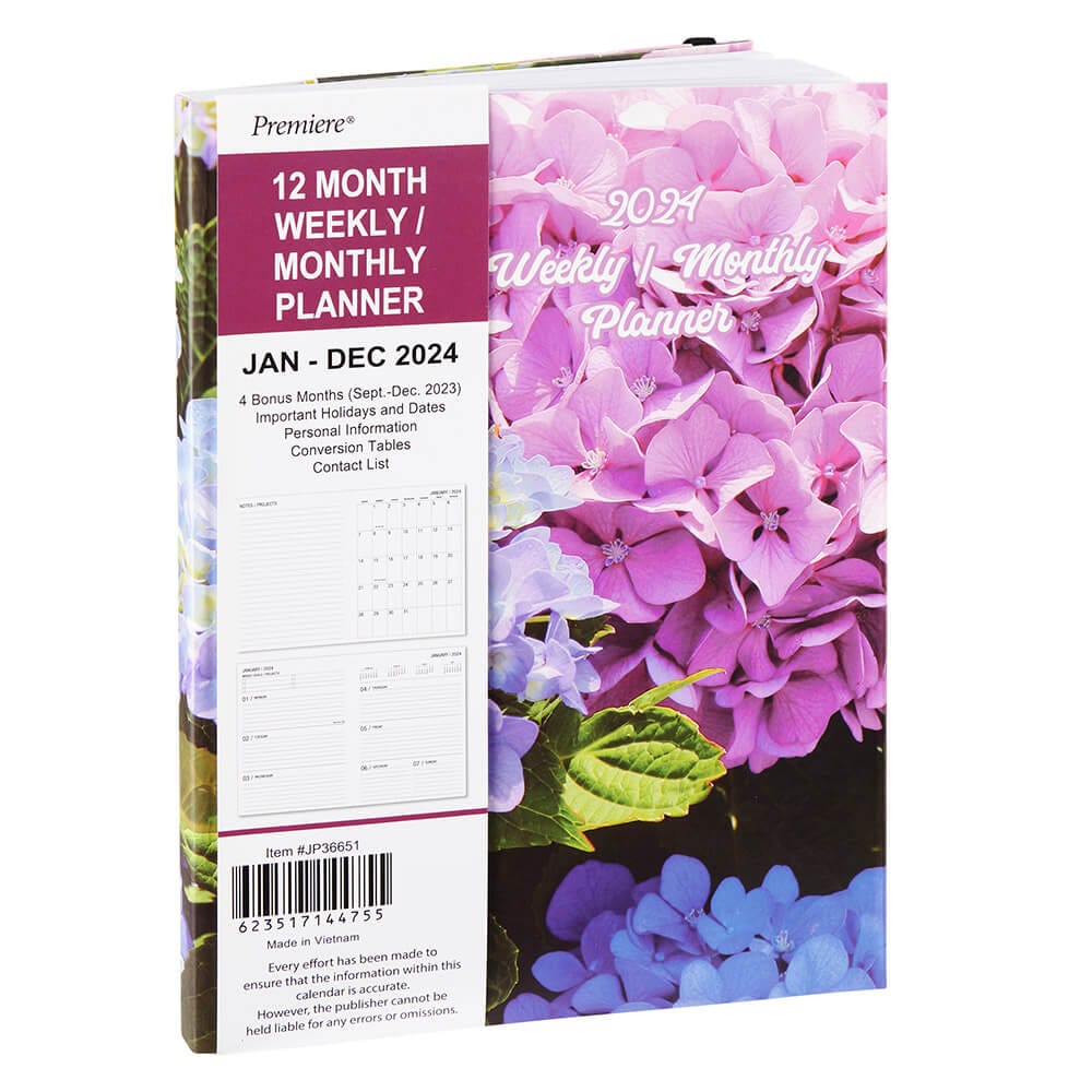 2024 Premiere Hardcover Weekly/Monthly Planner with Elastic Closure, 8"