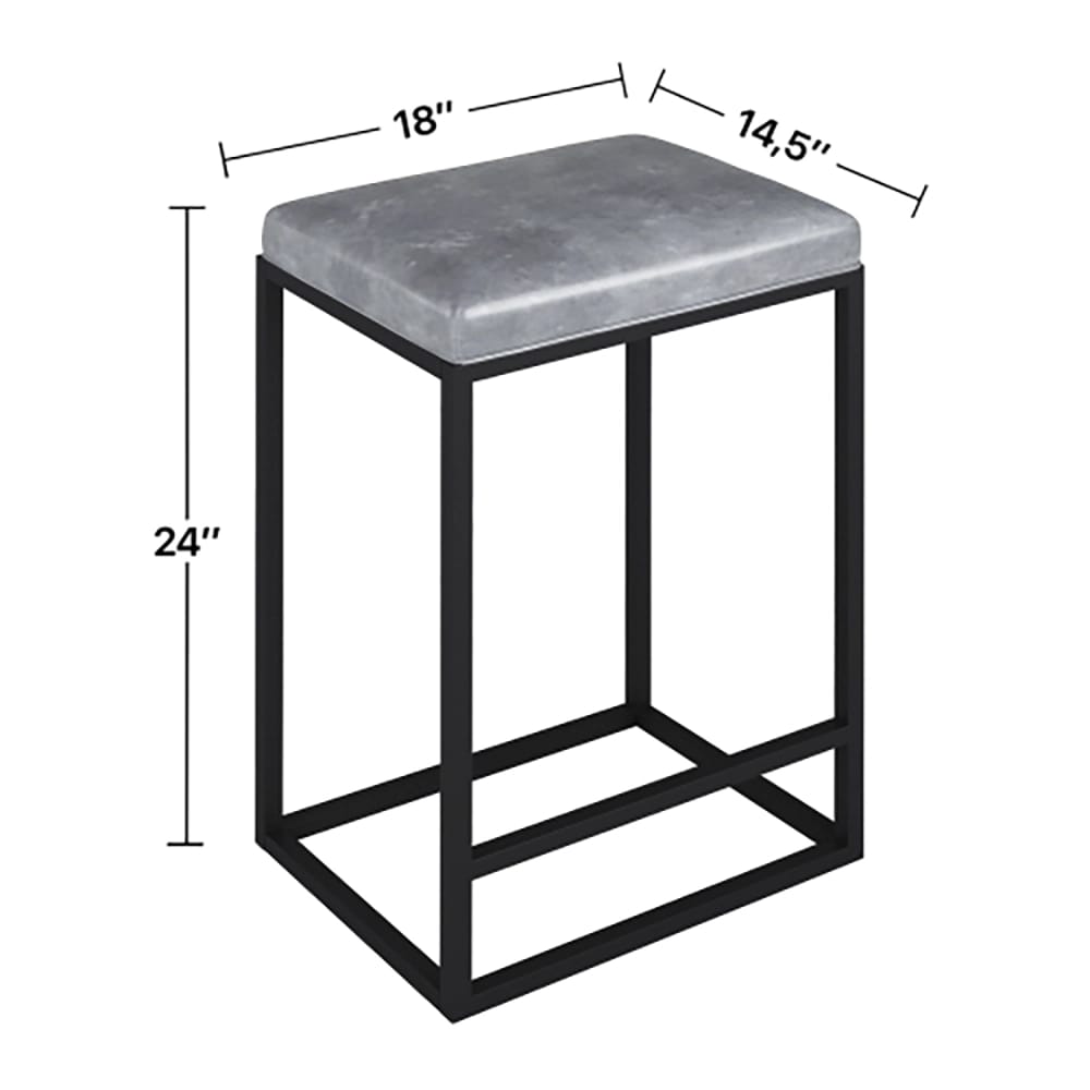 Riley Faux Leather Metal Bar Stools, Gray, Set of 2