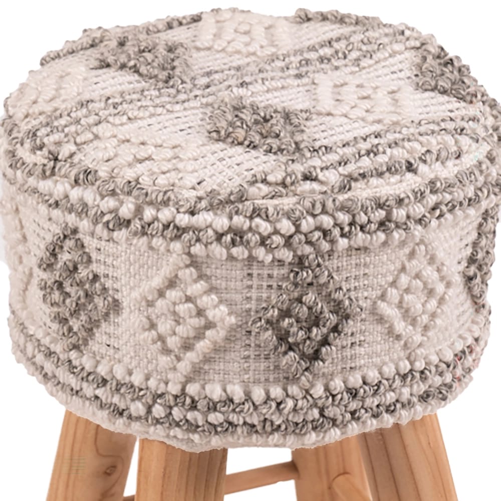 Albany Living 24" Upholstered Patterned Stool, Cream