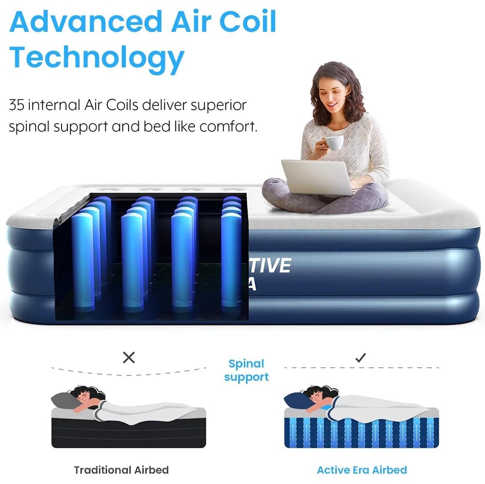 Active Era Premium 20" Air Mattress with Built in Pump, Queen