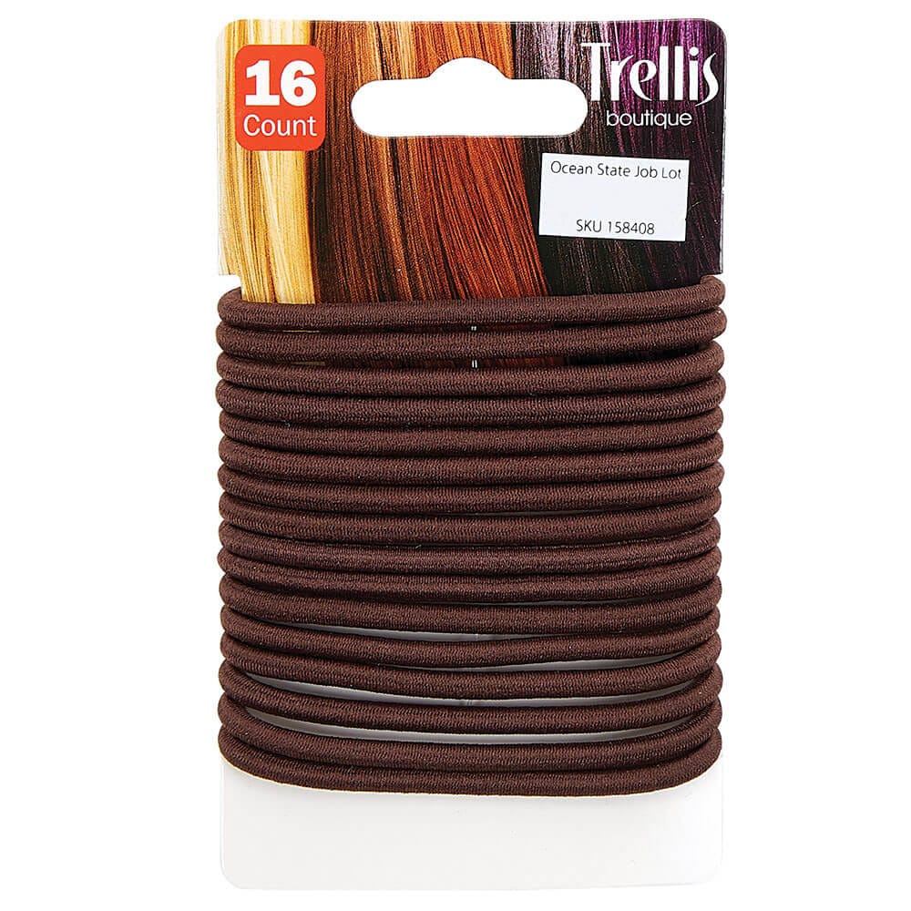 Trellis Boutique Brown Hair Elastics, 16 Count